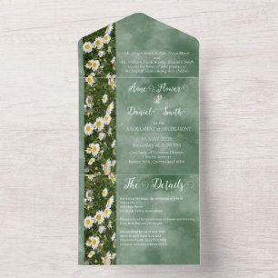 Green Daisy Formal in einer Hochzeit Einladung