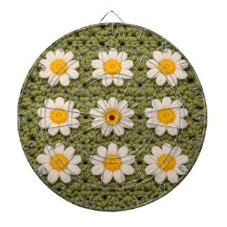 Green Daisy Granny Square Crochet Pattern Floral Dartscheibe