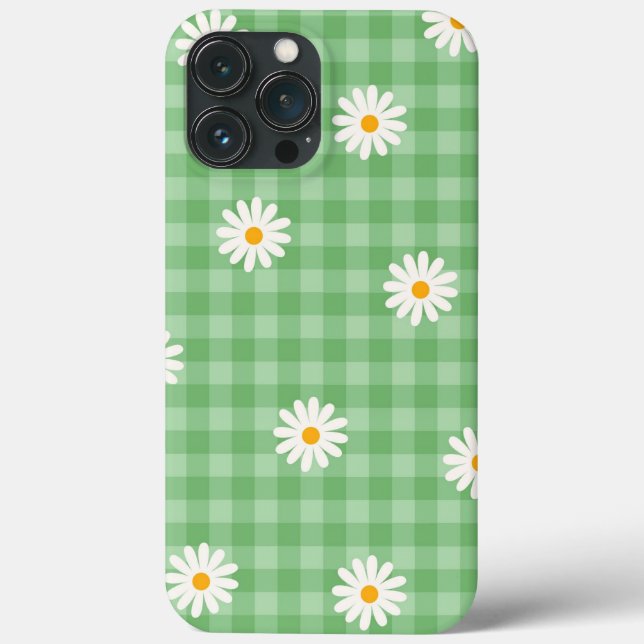 Green Daisy Kariert Gingham Karo Blume Pattern Case-Mate iPhone Hülle (Rückseite)
