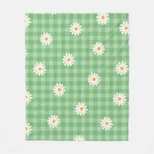 Green Daisy Kariert Gingham Karo Blume Pattern Fleecedecke