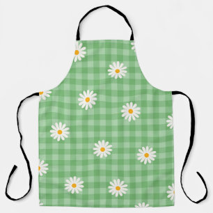 Green Daisy Kariert Gingham Karo Blume Pattern Schürze