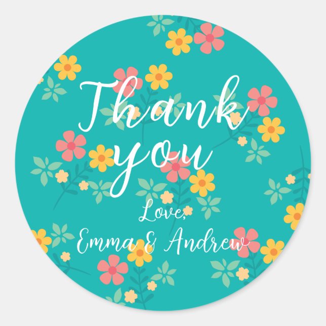 Green Daisy Vintag Bouquet Pattern Runder Aufkleber (Vorderseite)