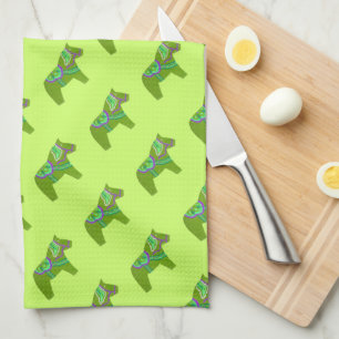 Green Dala Horse Towel Handtuch