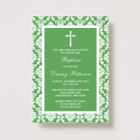 Green Damask Cross Taufen oder Christening
