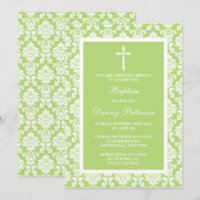 Green Damask Cross Taufen oder Christening
