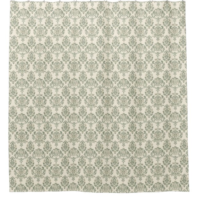 Green Damask Duschvorhang (Vorderseite)