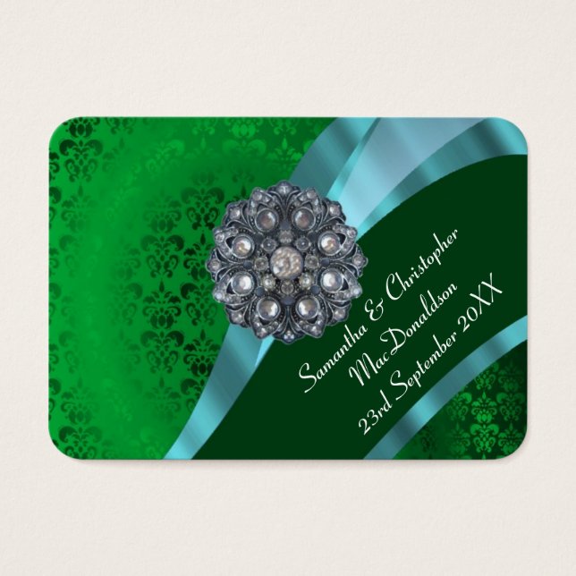 Green Damask, Gastgeschenk Hochzeit danke (Vorderseite)