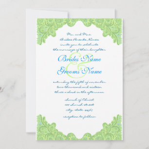 Green Damask Hochzeitseinladungen Einladung