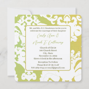 Green Damask Hochzeitseinladungen Einladung