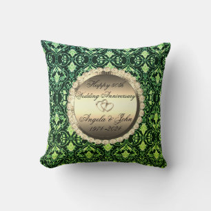 Green Damask Hört 50. Hochzeitstag Kissen
