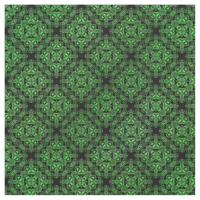 Green Damask Medallion Pattern Stoff (Nahaufnahme)