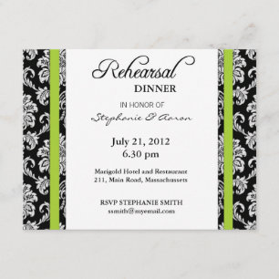 Green Damask Probe Dinner Card Einladung
