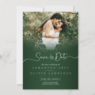 Green Damask Save the Date Card mit benutzerdefini Dankeskarte