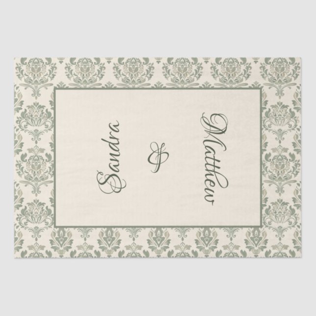 Green Damask Seidenpapier (Vorderseite)