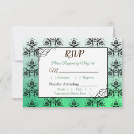 Green Damask Wedding RSVP-Karte RSVP Karte