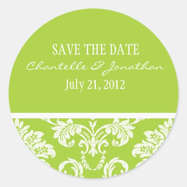 Green Damask Wedding Sticker (Vorderseite)