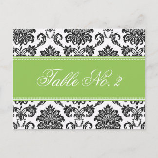 Green Damask Wedding Tischnummer
