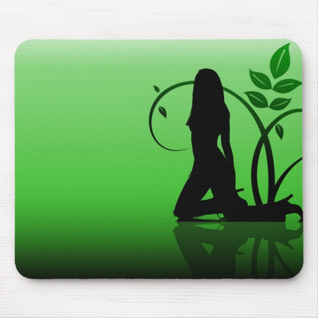 Green Damsel Silhouette Mousepad (Vorne)