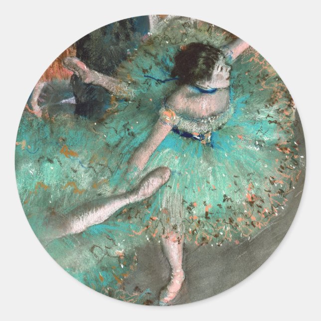 Green Dancer (Danseuse Verte) Edgar Degas Runder Aufkleber (Vorderseite)