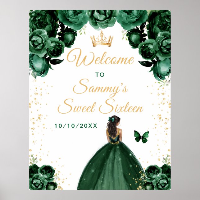 Green Dark Skin Princess 16 . Geburtstag Willkomme Poster (Vorne)