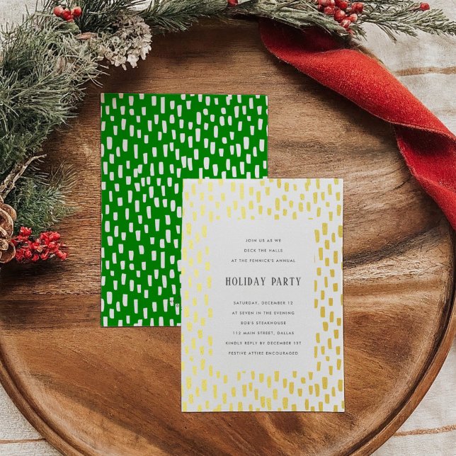Green Dashely Golden Holiday Party Gold Folieneinladung (Green Dashingly Golden Holiday Party Gold Foil Invitation)