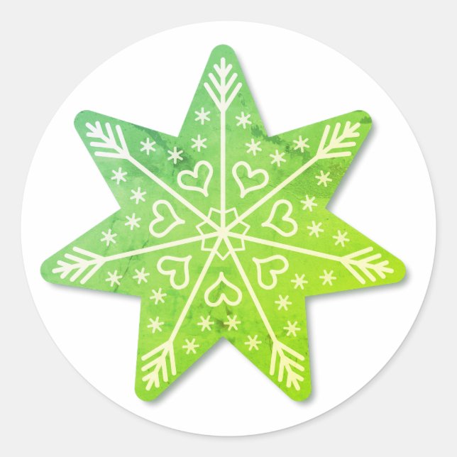 Green Decorated Christmas Star Sticker (Vorderseite)