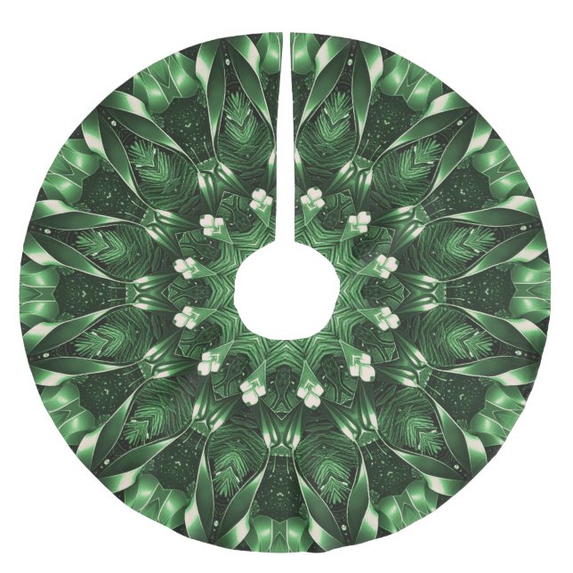 Green Decorative Christmas Tree Skirt Polyester Weihnachtsbaumdecke (Vorderseite)