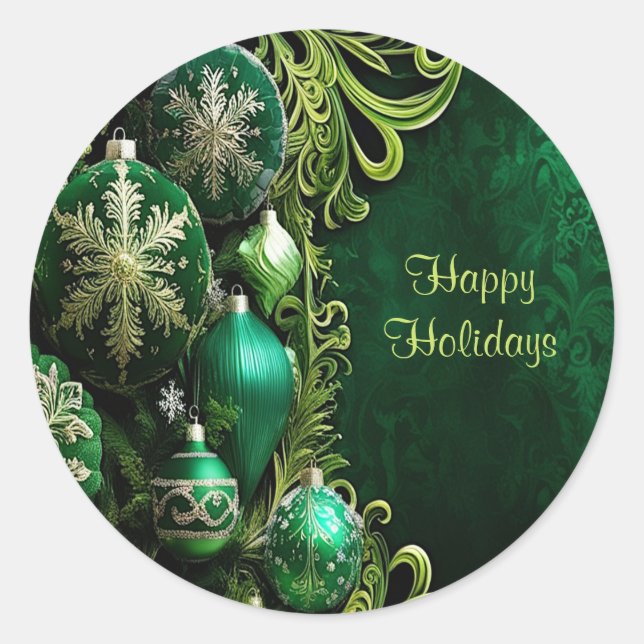 Green Decorative Ornaments Holiday Sticker (Vorderseite)