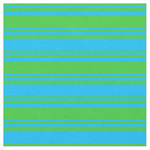 Green & Deep Sky Blue Strips Stoff