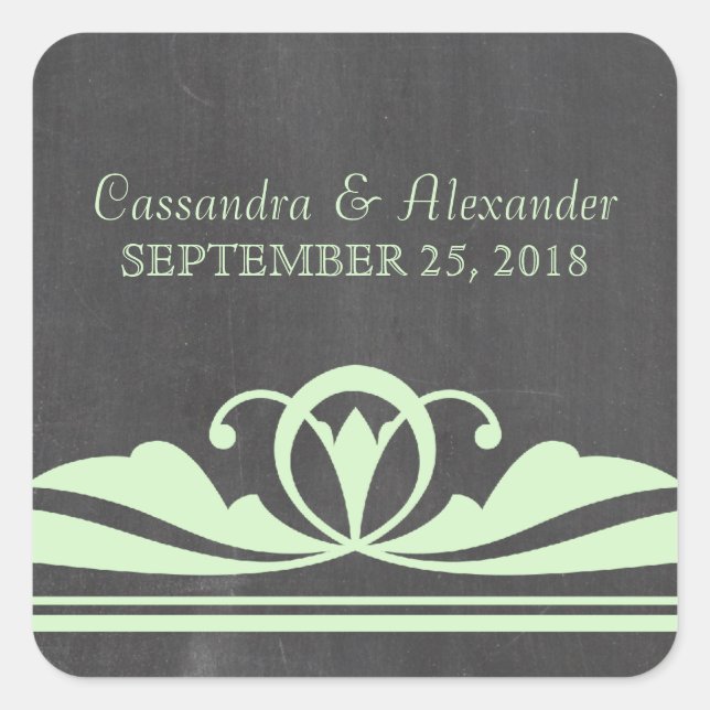 Green Deko Chalkboard Wedding Stickers (Vorderseite)