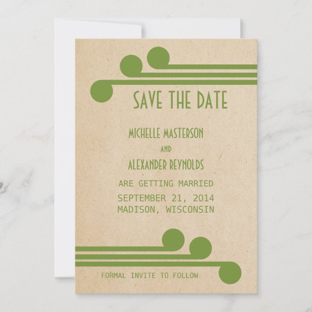 Green Deko Chic Save the Date einladen Einladung (Vorderseite)