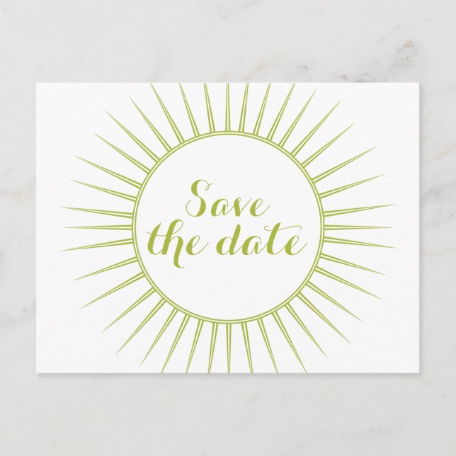 Green Deko Retro Save the Date Postkarte (Vorderseite)