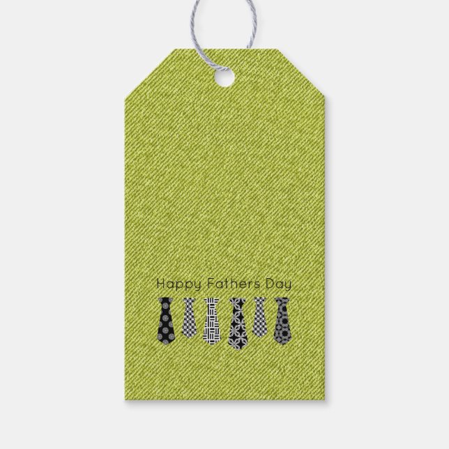 Green Denim BlackWhite Neck Ties Happy Vathers Day Geschenkanhänger (Vorderseite)