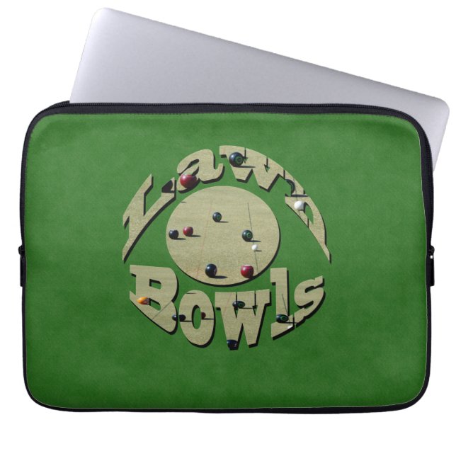 Green Denim Lawn Bowls, Laptop Sleeve (Vorderseite)