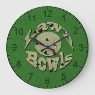 Green Denim Lawn Bowls, Wall Clock Große Wanduhr
