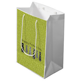 Green Denim Neck Ties Happy Vathers Day VATER Mittlere Geschenktüte