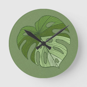 Green Denim Runde Wanduhr