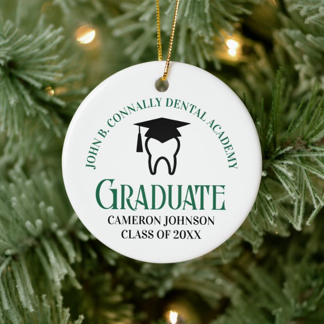 Green Dental School Custom Abschluss Weihnachten Keramik Ornament (Baum)