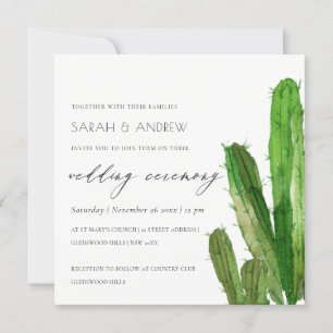 GREEN DESERT CACTUS FOLIAGE WATERCOLOR WEDD EINLADUNG
