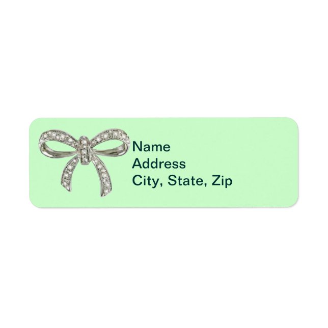 Green Diamond Bow Wedding Address Labels (Vorne)