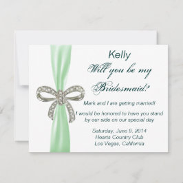 Green Diamond Bow Wedding Bridesmaid Card Einladung