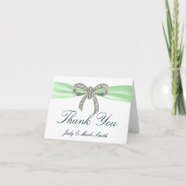Green Diamond Bow Wedding Dankeschön Karte