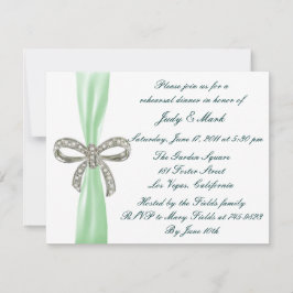 Green Diamond Bow Wedding Probe Dinner einladen Einladung