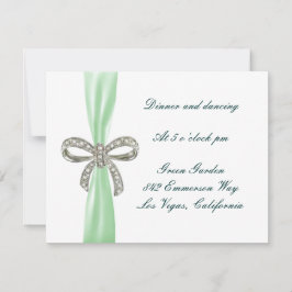 Green Diamond Bow Wedding Reception Card Einladung