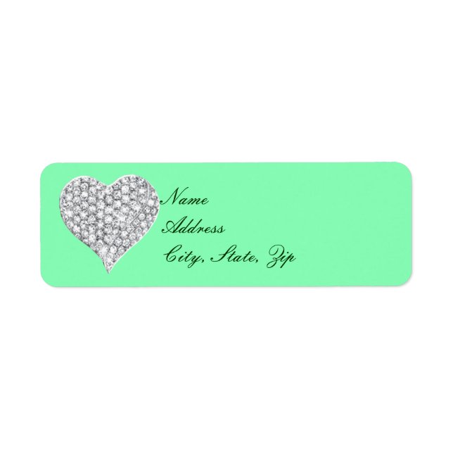 Green Diamond Heart Address Labels (Vorne)