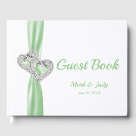 Green Diamond Hearts Wedding Gäestbook Gästebuch