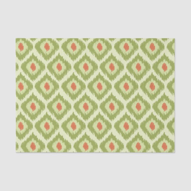 Green Diamond Ikat Pattern Seidenpapier (Vorderseite)