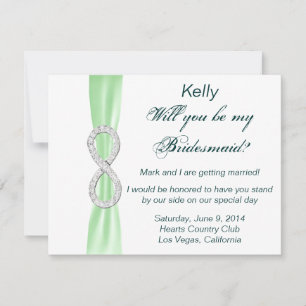 Green Diamond Infinity Wedding Bridesmaid Card Einladung