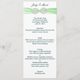 Green Diamond Infinity Wedding Menu Card Menükarte