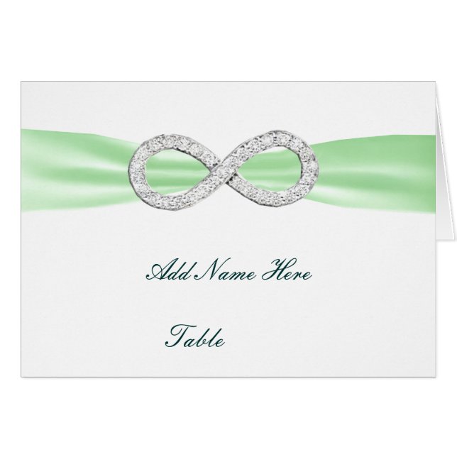 Green Diamond Infinity Wedding Table Platzkarte (Vorderseite (Horizontal))